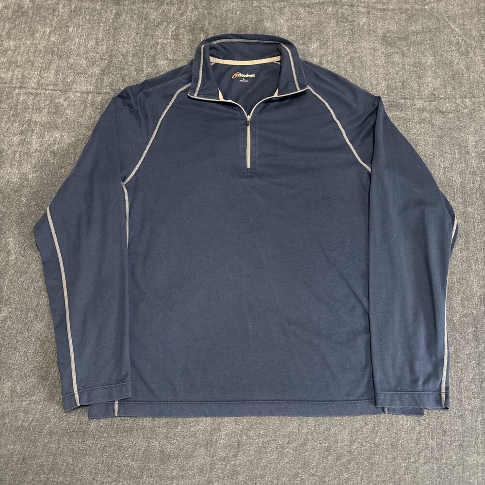 Cloudveil 1/4 Zip Long Sleeve Mens L Blue Performance Activewear Hiking Camping